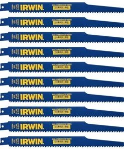 Discount 🌟 IRWIN Reciprocating Saw Blades 10-Pack Bi-Metal 9-in 6-TPI Wood/Nail Embedded Cutting Reciprocating Saw Blade 👏