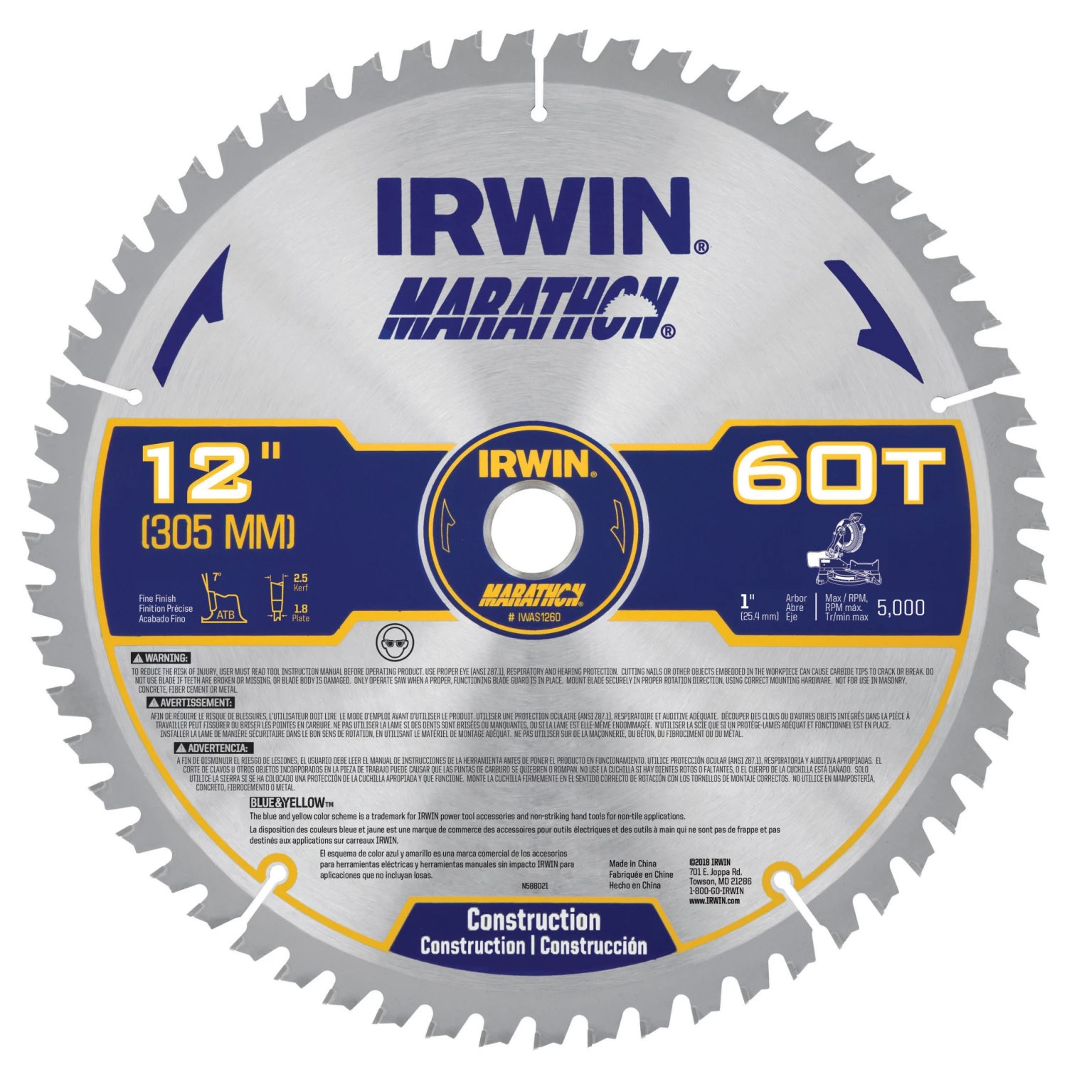 Promo ๐ฅ IRWIN Circular Saw Blades Marathon 12-in 60-Tooth Carbide Miter/Table Saw Blade โ๏ธ 3 Promo ๐ฅ IRWIN Circular Saw Blades Marathon 12-in 60-Tooth Carbide Miter/Table Saw Blade โ๏ธ