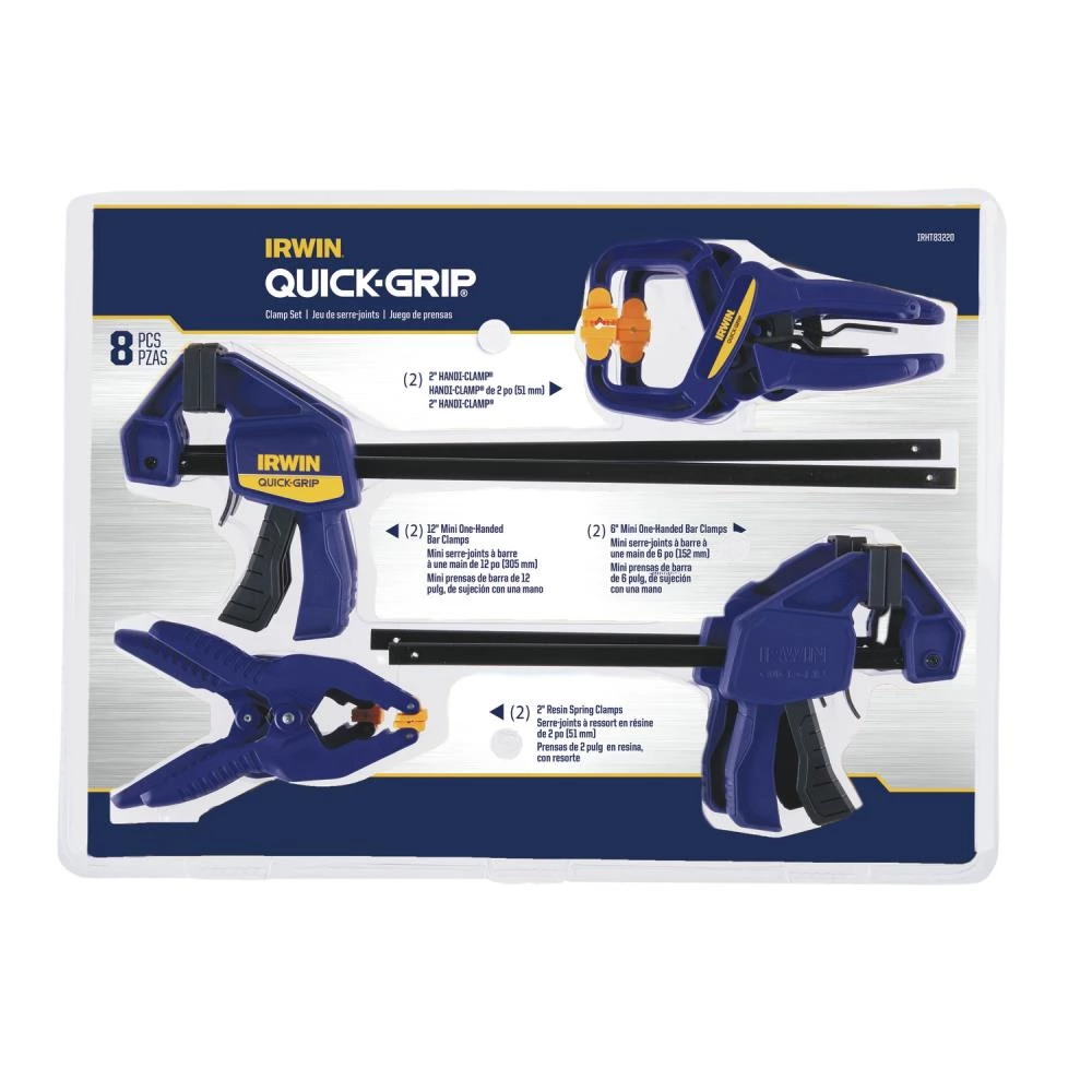 Wholesale 🛒 IRWIN Clamps QUICK-GRIP 8-Pack Assorted Assorted Clamp Set Clamp ✨ 10 Wholesale 🛒 IRWIN Clamps QUICK-GRIP 8-Pack Assorted Assorted Clamp Set Clamp ✨ - Image 8