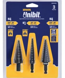 Hot Sale ⌛ IRWIN Step Drill Bits Unibit 3PC STP BT Set #1 #4 #4 🛒