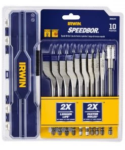 New 😀 IRWIN Woodboring Drill Bits Speedbor 10-Piece Assorted Woodboring Spade Drill Bit Set ❤️